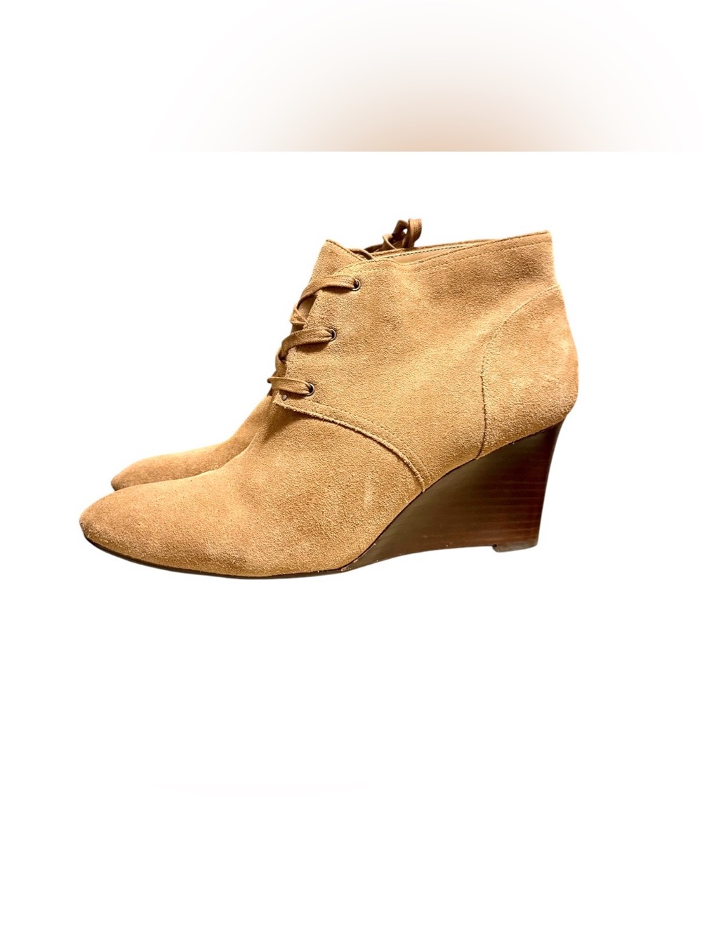 Ralph Lauren Women’s Tamia Suede Leather Wedge Heel Lace Up Bootie